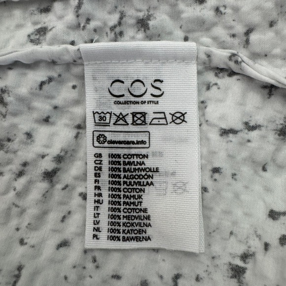 COS Textured Cotton Shirt‎ Size 2 White Black Speckled Button Front Minimalist - Picture 10 of 10